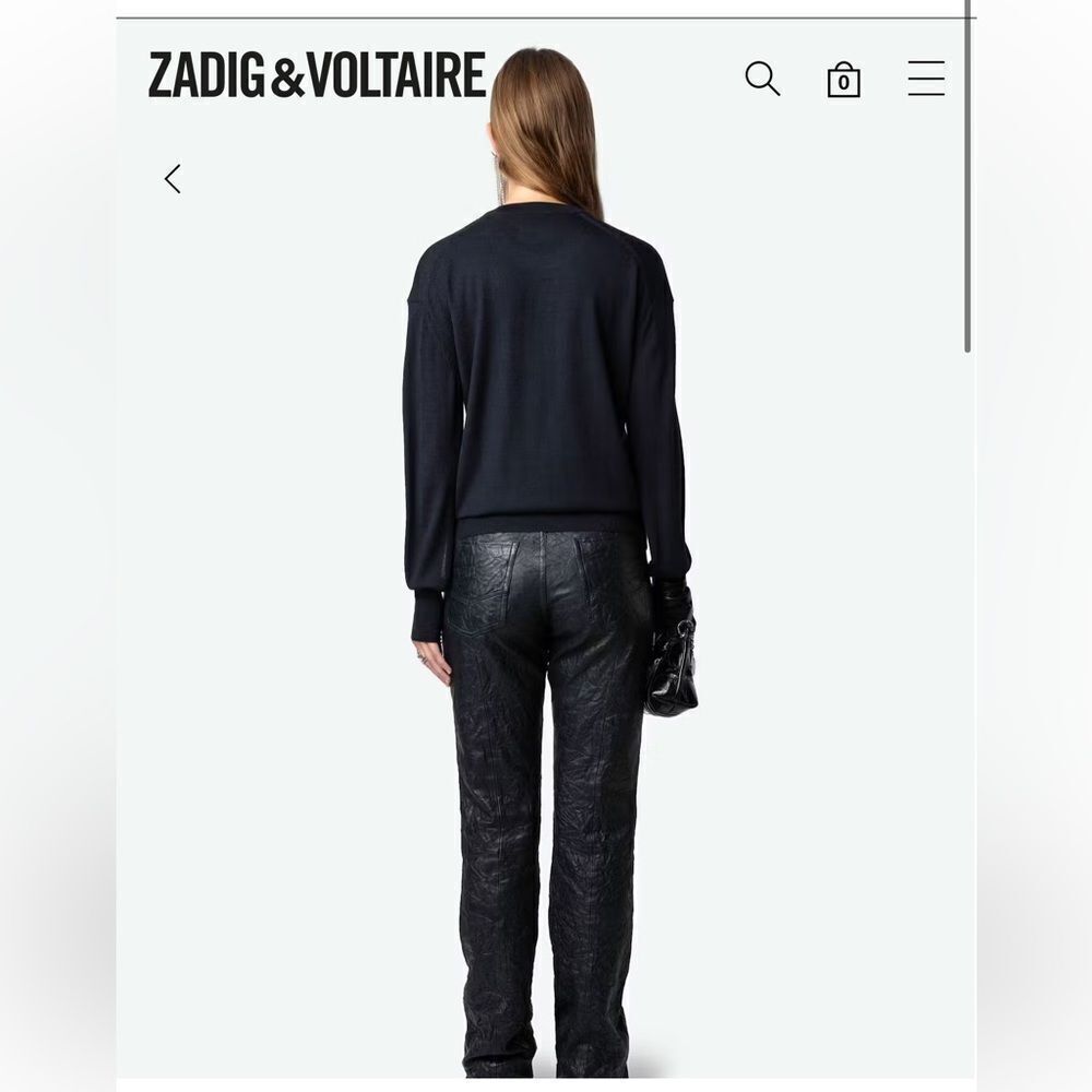 $298 Zadig & Voltaire Women's Encre navy blue merino wool jumper sweater NEW - Picture 2 of 10